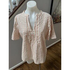 SUNCOO Paris Libbie Blouse Top Striped Metallic Size 12